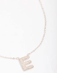 Letter E Silver Plated Pave Pendant Initial Necklace - link has visual effect only