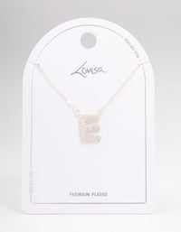 Letter E Silver Plated Pave Pendant Initial Necklace - link has visual effect only