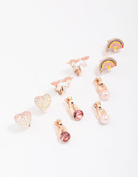Kids Rose Gold Unicorn Clip On Earring 5-Pack - link has visual effect only