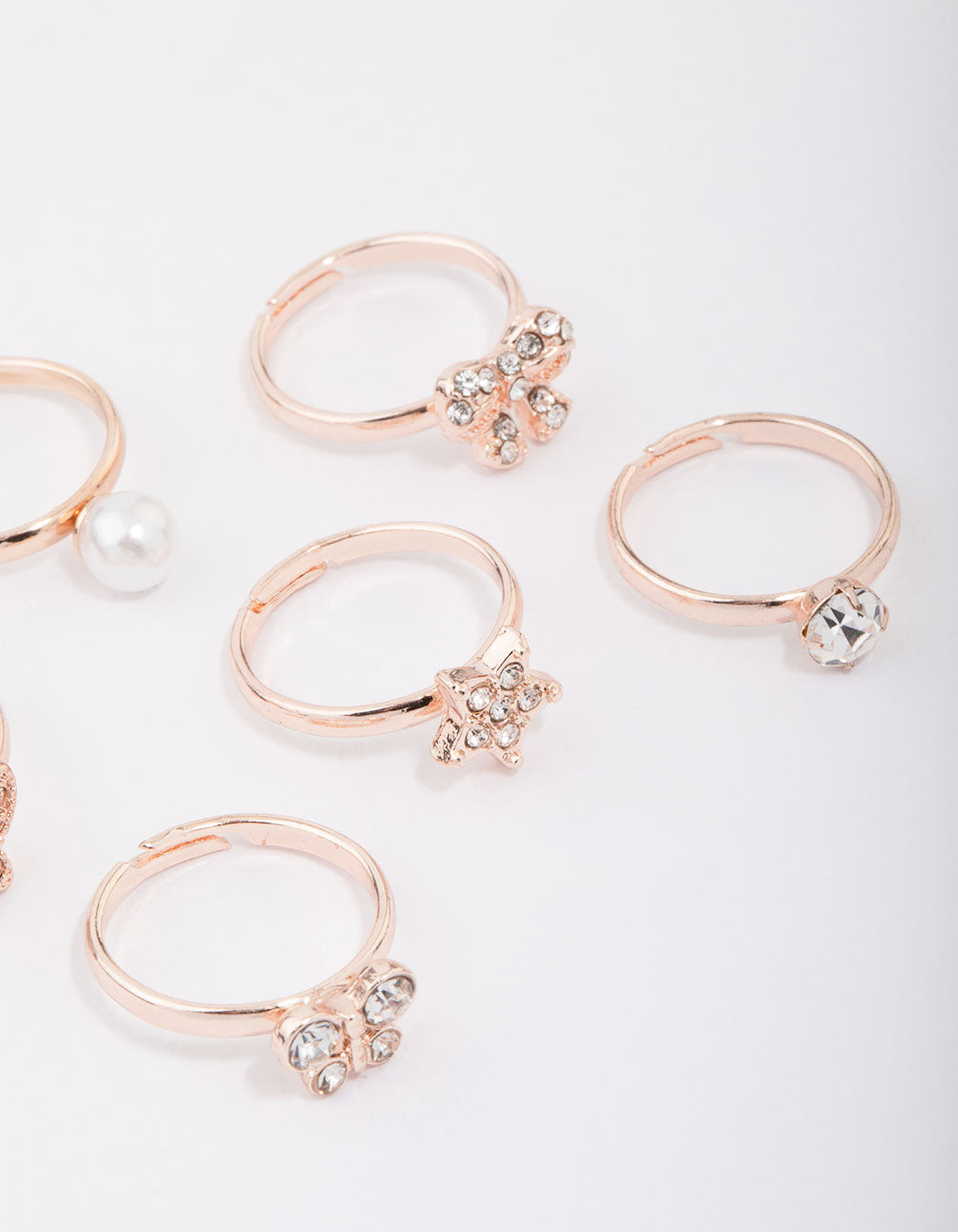 Kids Rose Gold Diamante Butterfly Earring 6-Pack