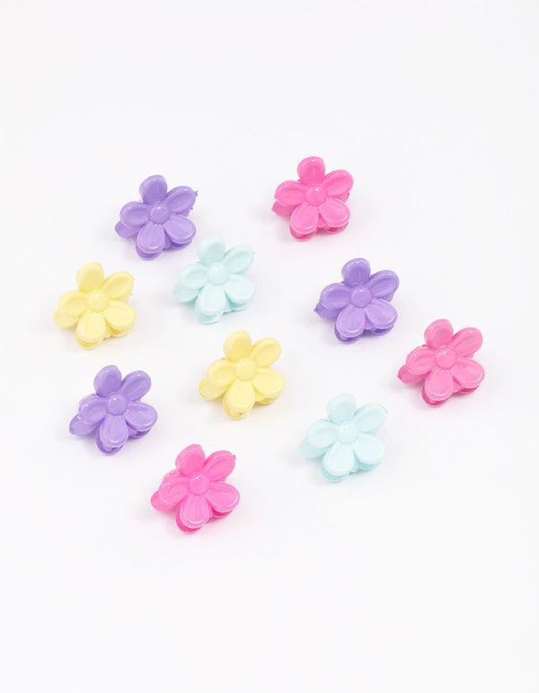 Kids Pastel Flower Mini Hair Claw Clip 10-Pack