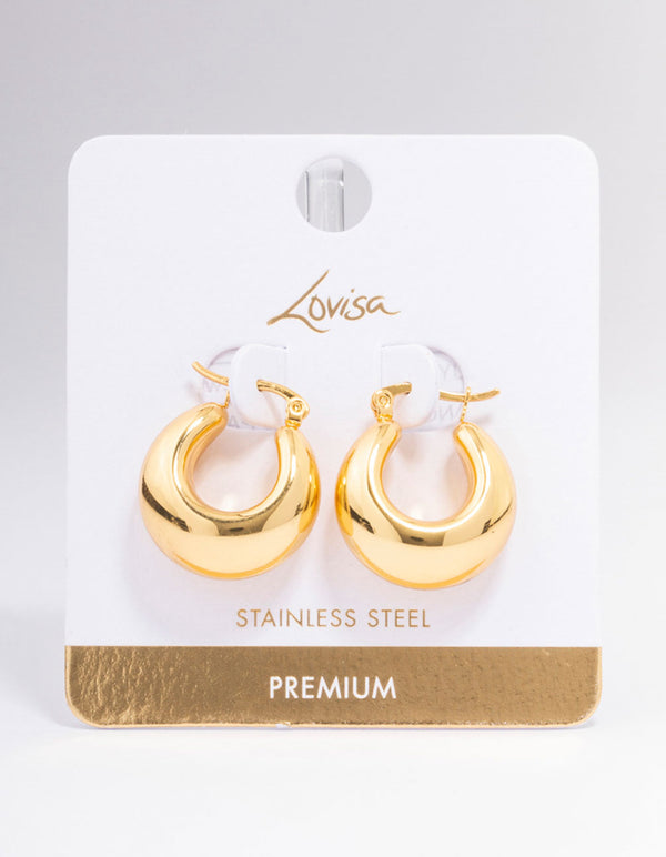 Waterproof Gold Plated Stainless Steel Full Bubble Hoop Earrings