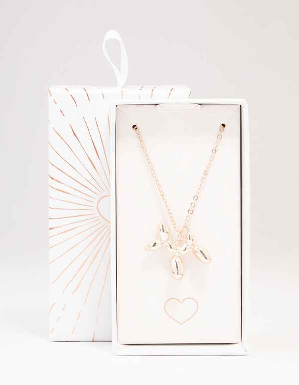 Rose Gold Bubble Dog Pendant Necklace