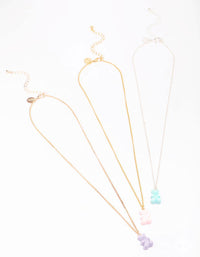 Mixed Metal Pastel Teddy Necklace 3-Pack - link has visual effect only