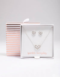 Silver Open Diamante Heart Jewellery Set - link has visual effect only