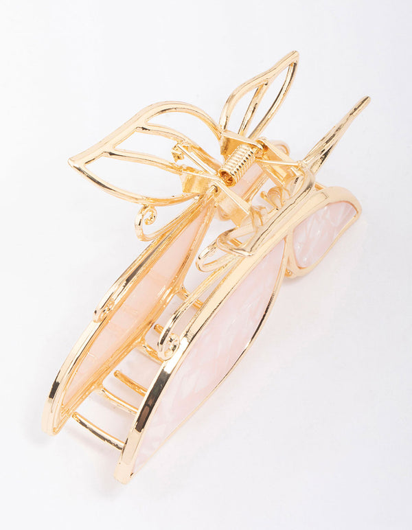Gold Butterfly Acrylic Hair Claw Clip