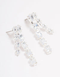 Silver Multi Cubic Zirconia Stone Cupchain Drop Earrings - link has visual effect only