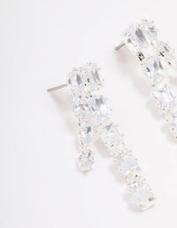 Silver Multi Cubic Zirconia Stone Cupchain Drop Earrings - link has visual effect only