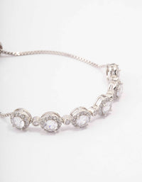 Silver Circular Cubic Zirconia Toggle Bracelet - link has visual effect only