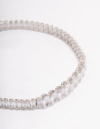 Silver Round Emerald-Cut Rectangular Tennis Bracelet - link has visual effect only