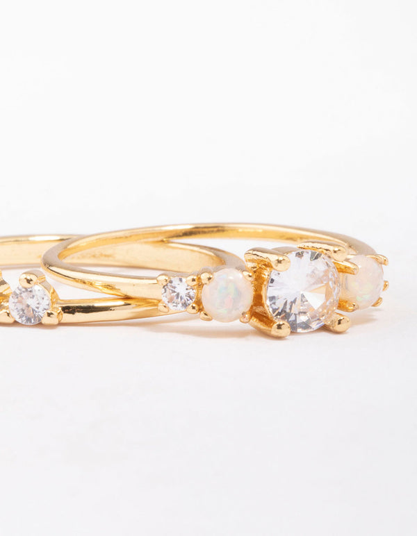 Gold Plated Petite Cubic Zirconia Stacking Ring