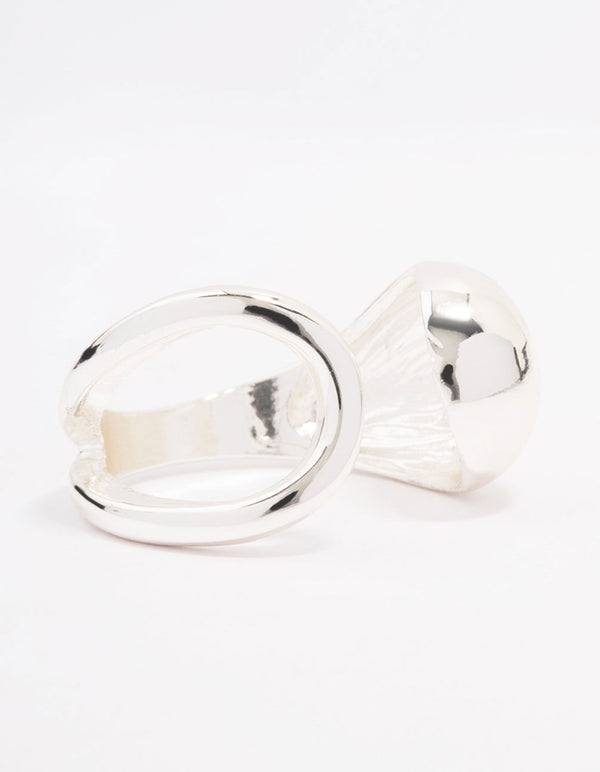 Silver Plated Puffy Open Wrap Ring