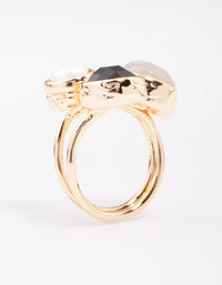Gold Triple Stone Wrapped Cocktail Ring - link has visual effect only