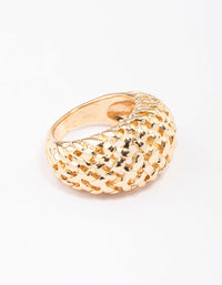 Gold Plated Woven Dome Cocktail Ring - link has visual effect only