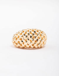 Gold Plated Woven Dome Cocktail Ring - link has visual effect only