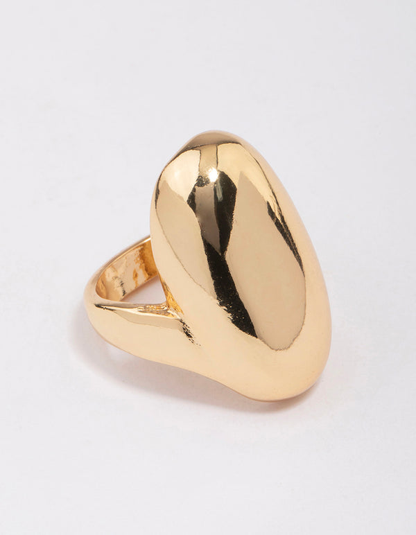 Gold Plated Smooth Statement Oval Ring