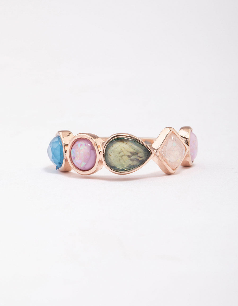 Rose Gold Pebble Stone Band Ring