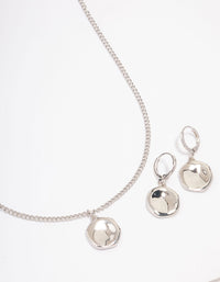 Rhodium Textured Coin Jewellery Set - link has visual effect only