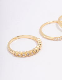 Gold Plated Cubic Zirconia Round Triple Stacking Ring - link has visual effect only