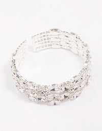 Silver Large Diamante Oval Wrist Cuff - link has visual effect only