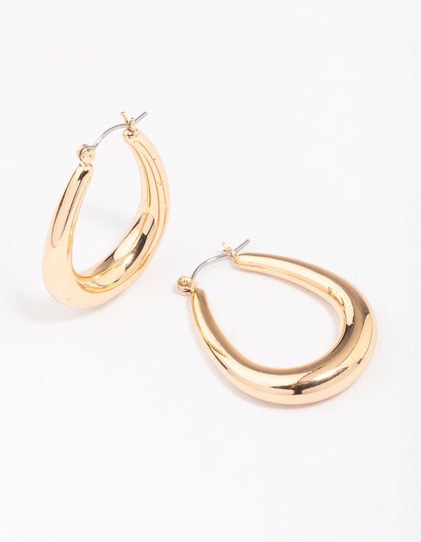 Gold Cutout Pear Hoop Earrings