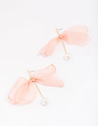 Gold Fabric Knotted Flower Drop Earrings - link has visual effect only