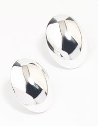 Silver Egg-Shaped Dome Stud Earrings - link has visual effect only