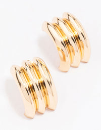 Gold Ribbed Barrel Stud Earrings - link has visual effect only
