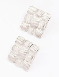 Silver Quilted Square Stud Earrings - link has visual effect only