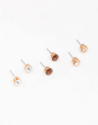 Gold Burgundy Circle Diamante Stud Earring 3-Pack - link has visual effect only