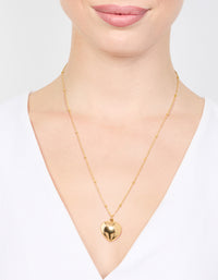 Gold Puffy Heart Ball Chain Pendant Necklace - link has visual effect only