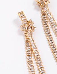 Gold Plated Cubic Zirconia Baguette Knotted Drop Earrings - link has visual effect only