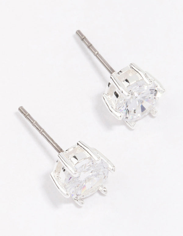 Silver Plated Classic Cubic Zirconia Stud Earrings