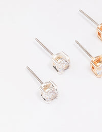 Gold & Silver Two-Toned Diamante Stud Earring Pack - link has visual effect only