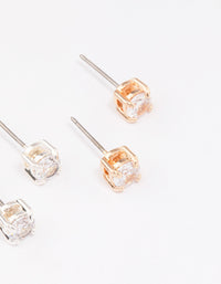 Gold & Silver Two-Toned Diamante Stud Earring Pack - link has visual effect only