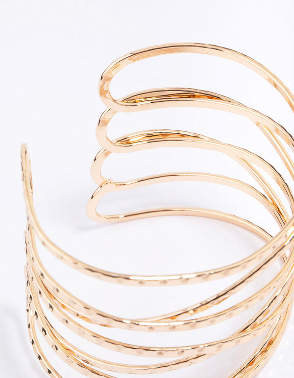 Gold Molten Cross Over Wrist Cuff