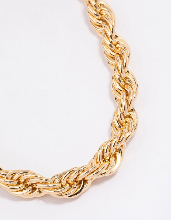 Gold Spiral Thick Chain Necklace