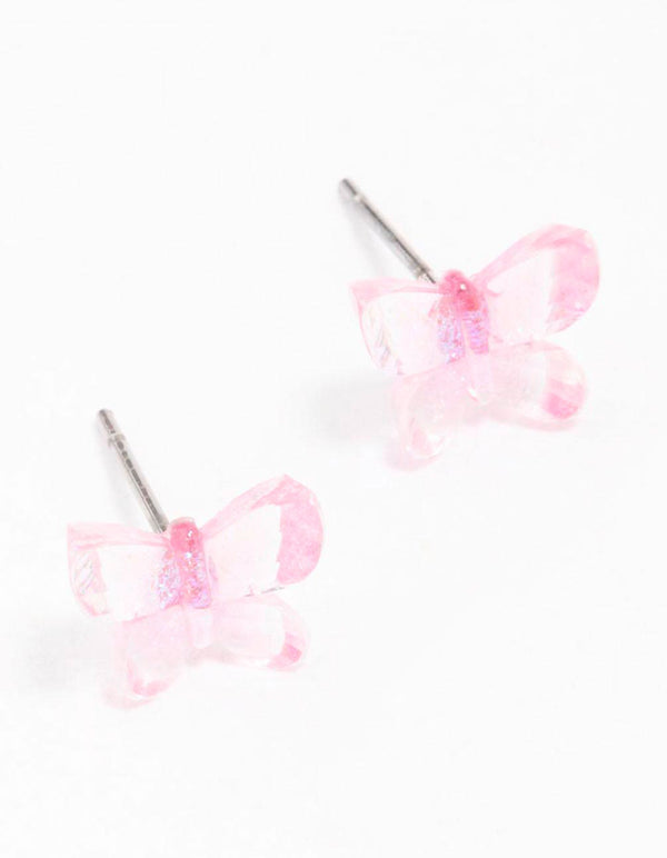 Acrylic Glitter Butterfly Stud Earrings