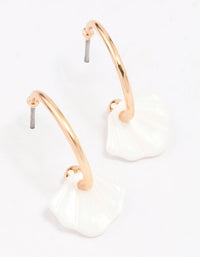Gold Genuine Shell Huggie Hoop Earrings - link has visual effect only
