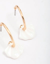 Gold Genuine Shell Huggie Hoop Earrings - link has visual effect only