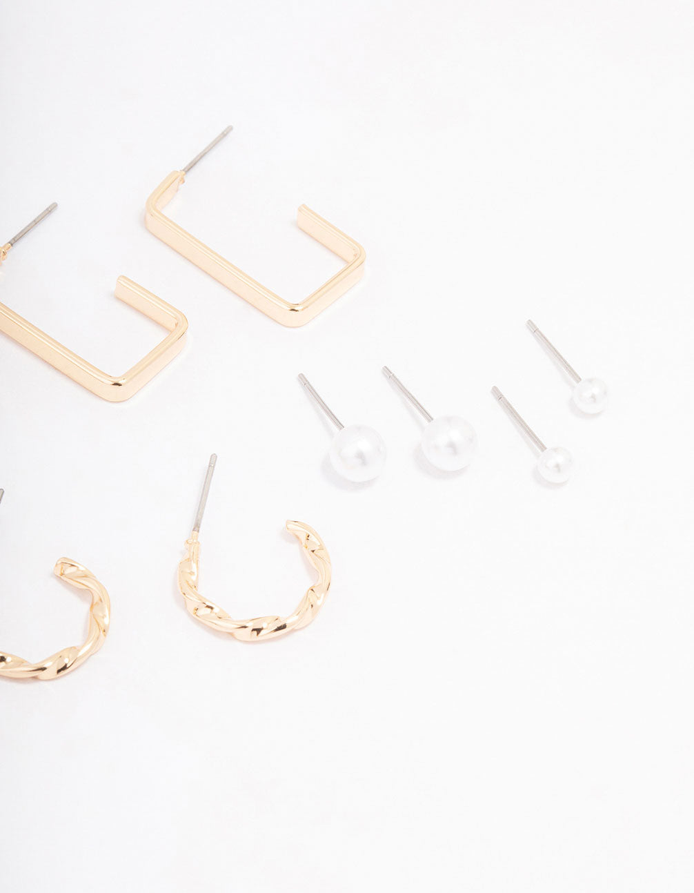 Gold Pearl Bar Hoop Earring 8-Pack