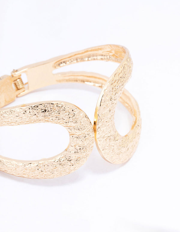 Gold Hammered Hinge  Bangle