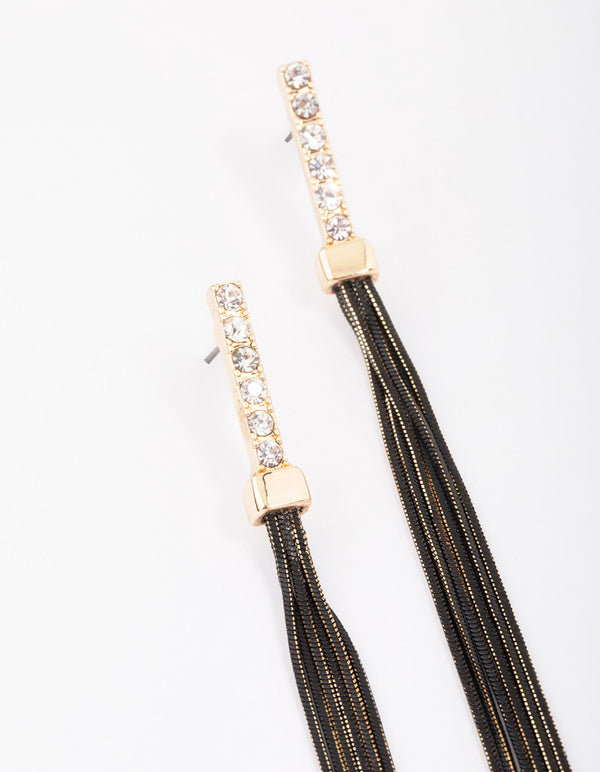 Gold Diamante Cup Chain Drop Earrings
