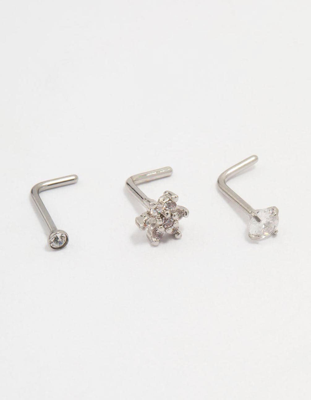 Surgical Steel Flower Nose Stud 3-Pack
