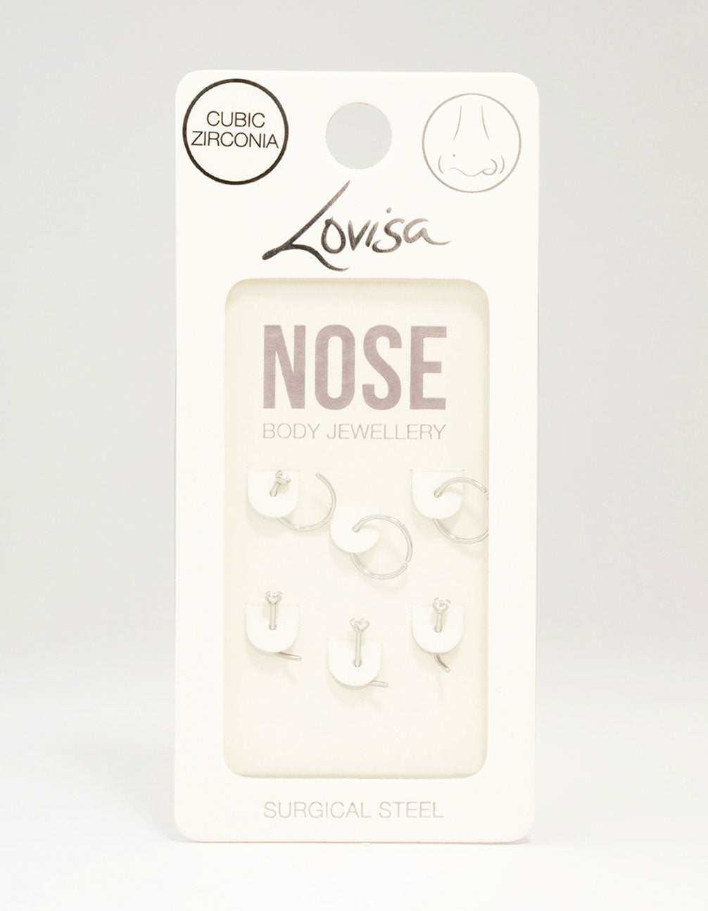Surgical Steel Diamante Nose Piercing 6-Pack