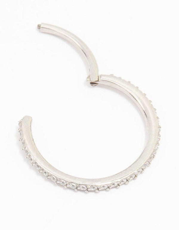 Surgical Steel Cubic Zirconia Large Clicker Ring