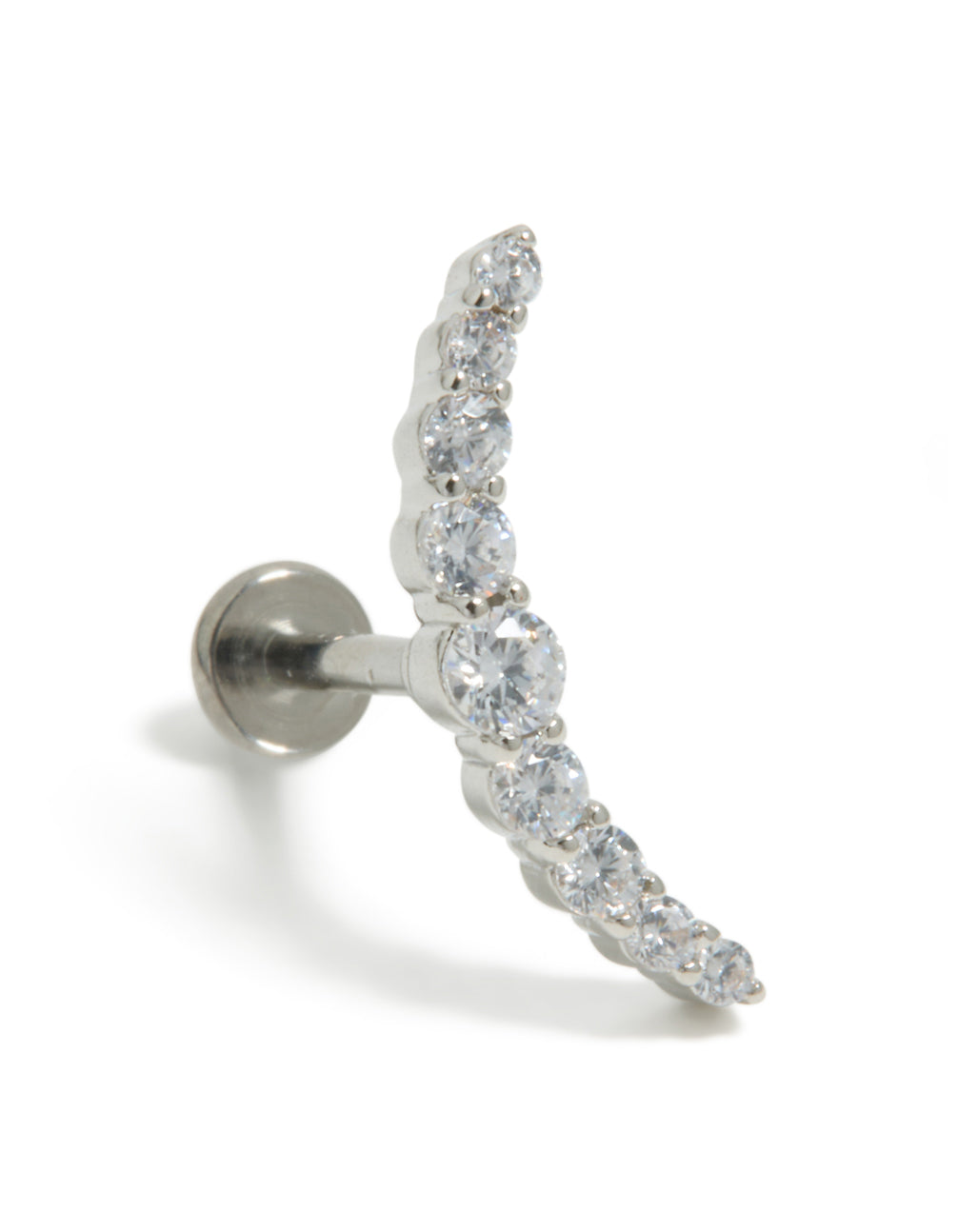 Titanium Cubic Zirconia Crawler Single Flat Back