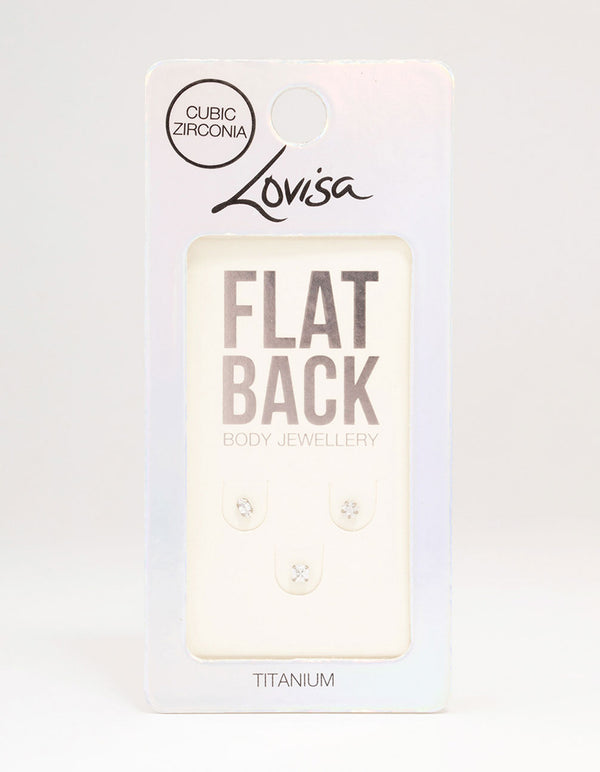 Titanium Cubic Zirconia Marquise Flat Back 3-Pack