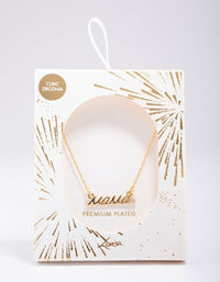 Gold Plated Mama Script Pendant Necklace - link has visual effect only