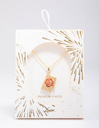 Gold Plated Rose Locket Pendant Necklace - link has visual effect only